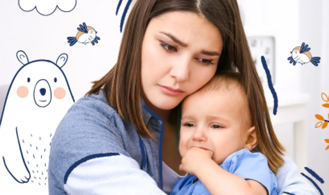 Mamá abrazando a su bebé